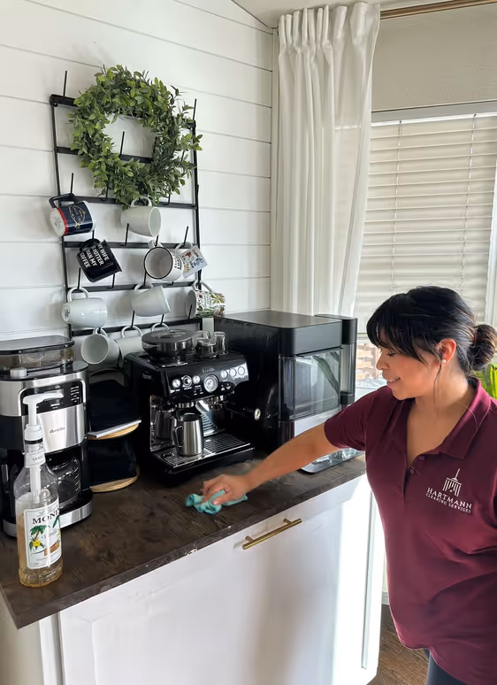 hartmann cleaning coffee counter