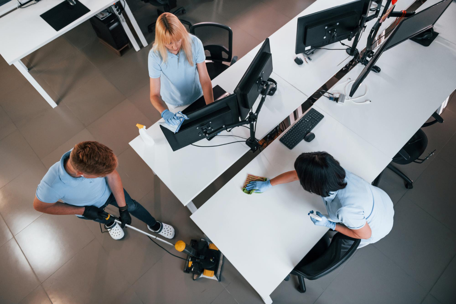 workplace cleaning team